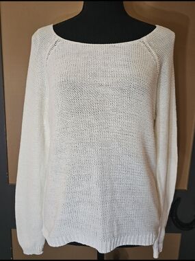 Forever 21 Cream Scoop Neck Knit Sweater